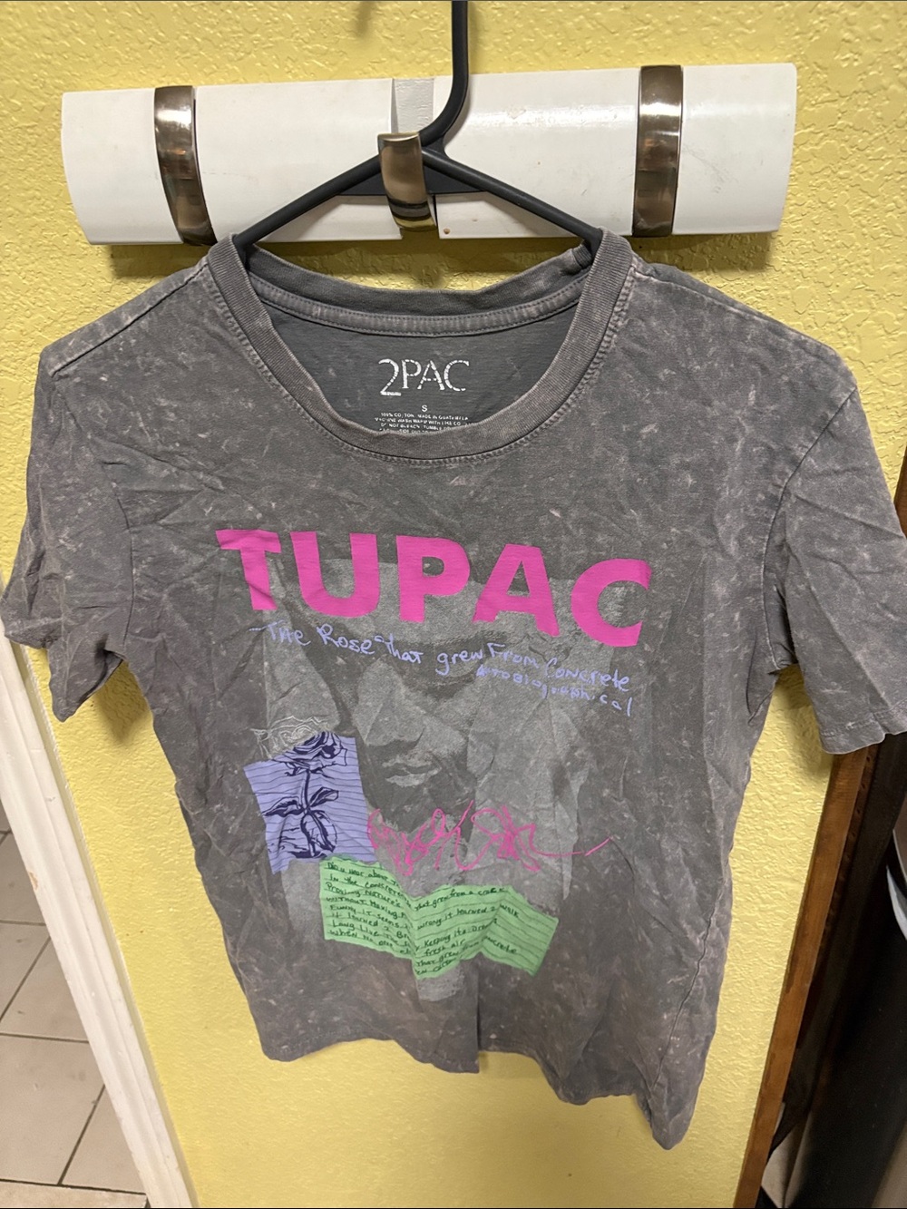2PAC Women's Gray Graphic Tee with Pink Logo